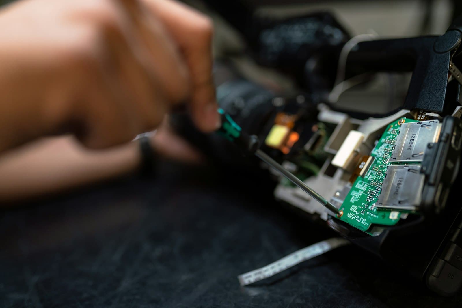 Technician working on network and low-voltage equipment